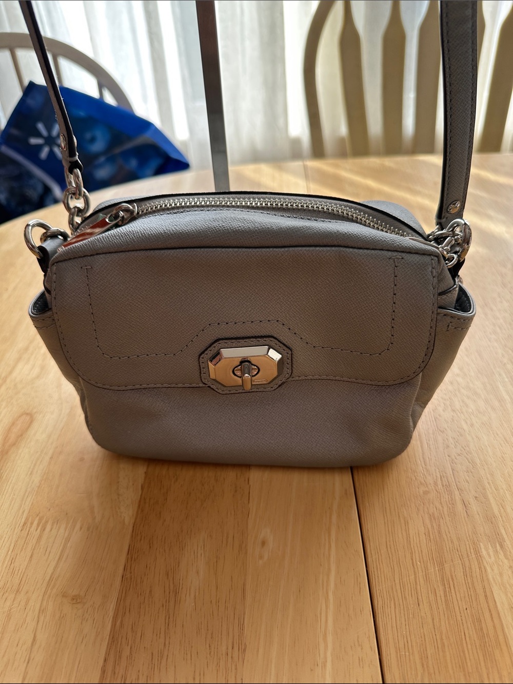 Coach Gray Crossbody Bag with Turn-Lock Closure